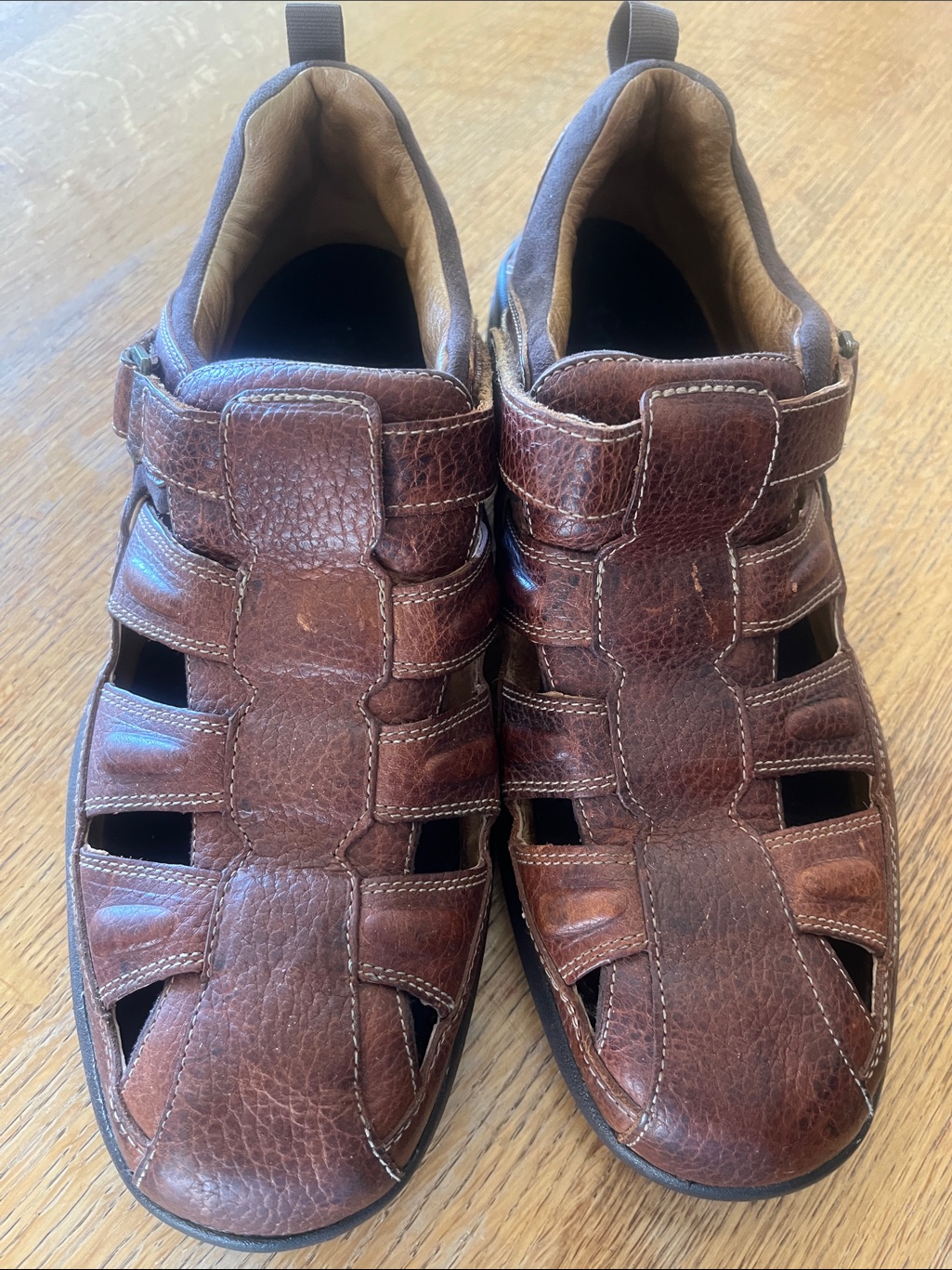 Men's Brown Leather Fisherman Sandals - Cushioned Comfort